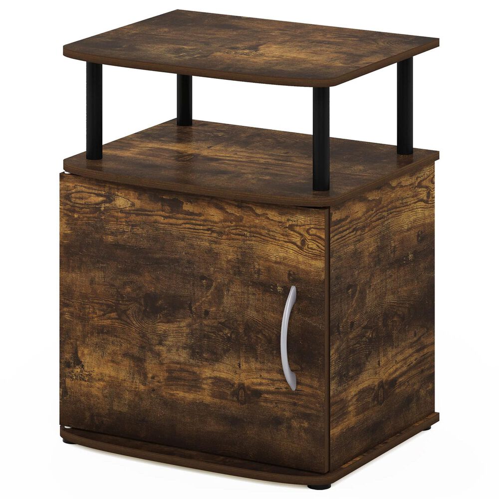 HOMLUX End Table with Open Shelf in Amber Pine and Black, , large