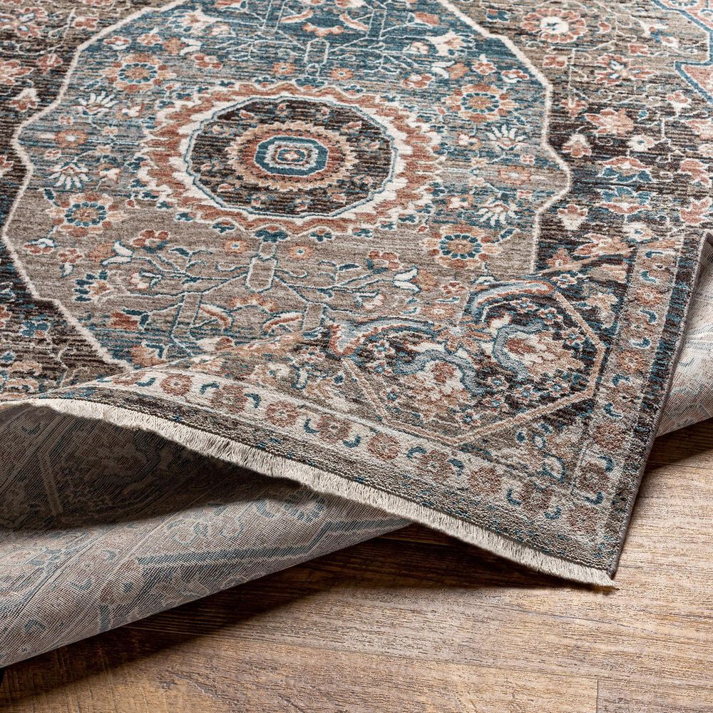 Surya Carlisle Oriental 2&#39;11&quot; x 7&#39;10&quot; Dusty Pink, Sage, Denim, Medium Brown and Dark Brown Runner, , large