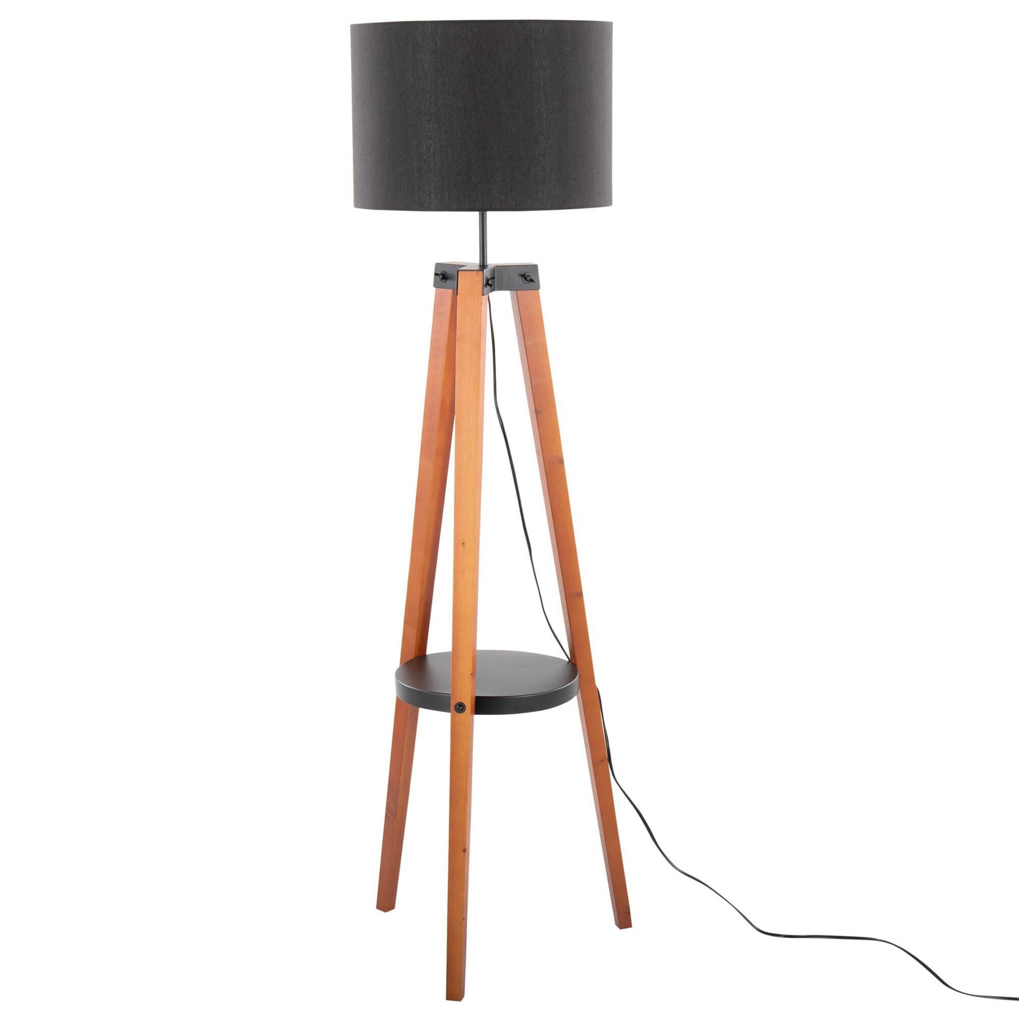 Lumisource Compass Floor Lamp in Walnut and Black NFM