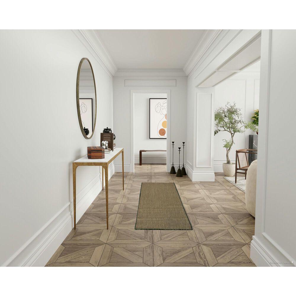 Nourison Courtyard Green 2&#39;2&quot; x 8&#39; Indoor/Outdoor Runner, , large