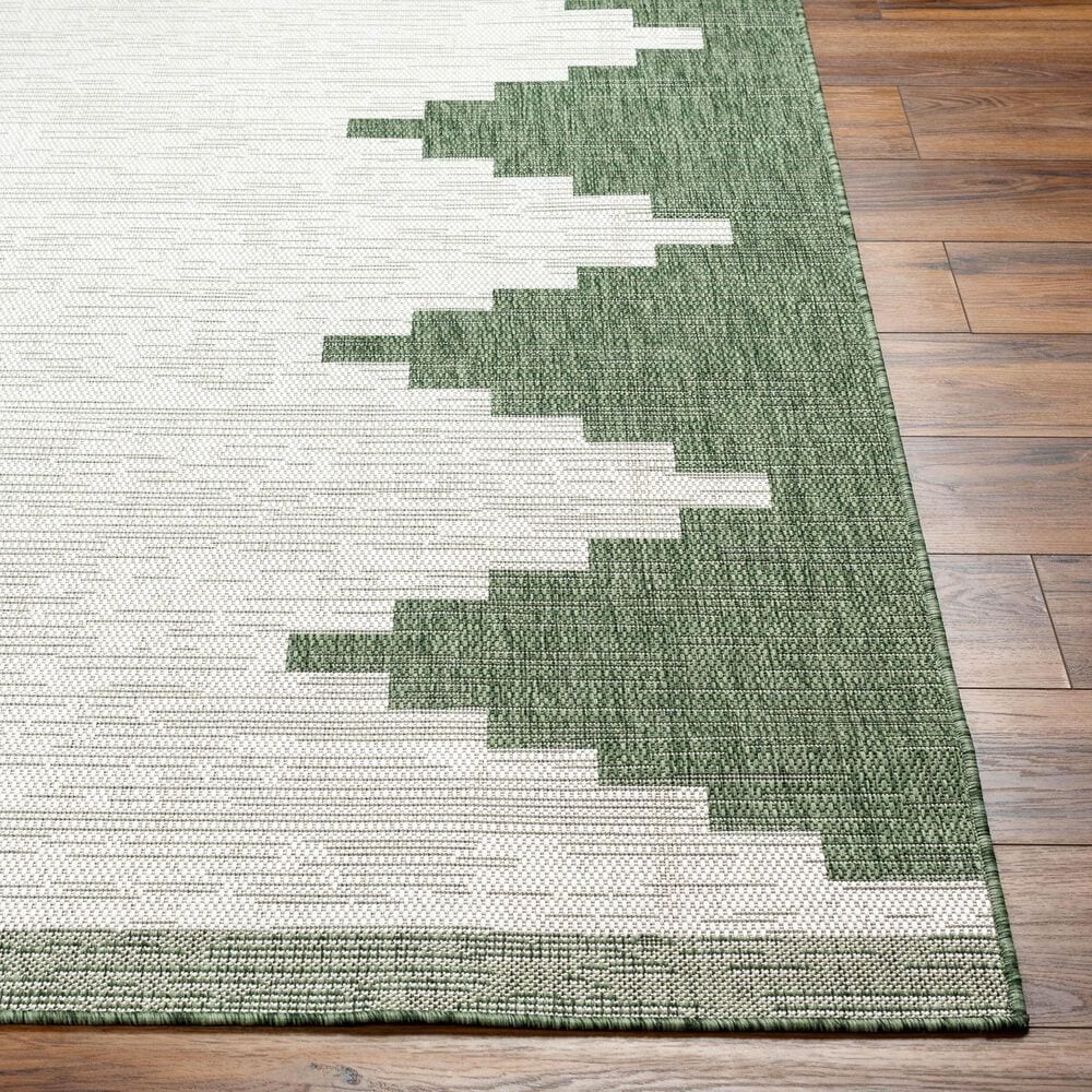 Surya Eagean EAG-2435 Grass Green, Ivory, Dark Green and Seafoam 6&#39;7&quot; Square Indoor/Outdoor Area Rug, , large