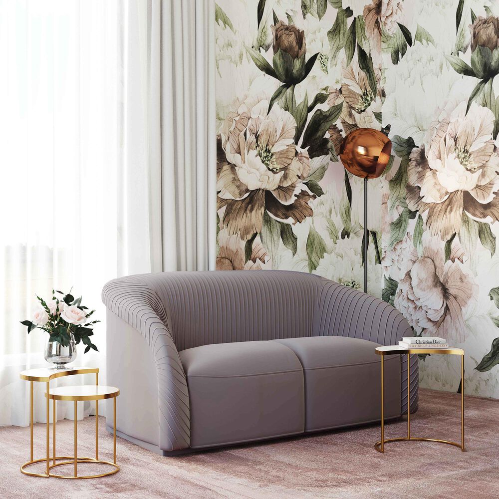 Tov Furniture Yara Velvet Loveseat in Grey, , large
