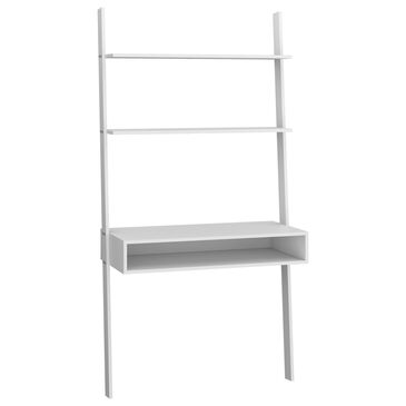 Dayton Cooper Ladder Desk with 2 Floating Shelves in White, , large