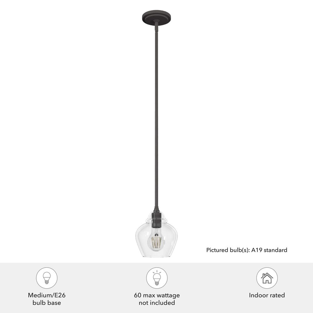 Hunter Dunshire 6.75&quot; 1-Light Mini Pendant with Clear Shade in Noble Bronze, , large