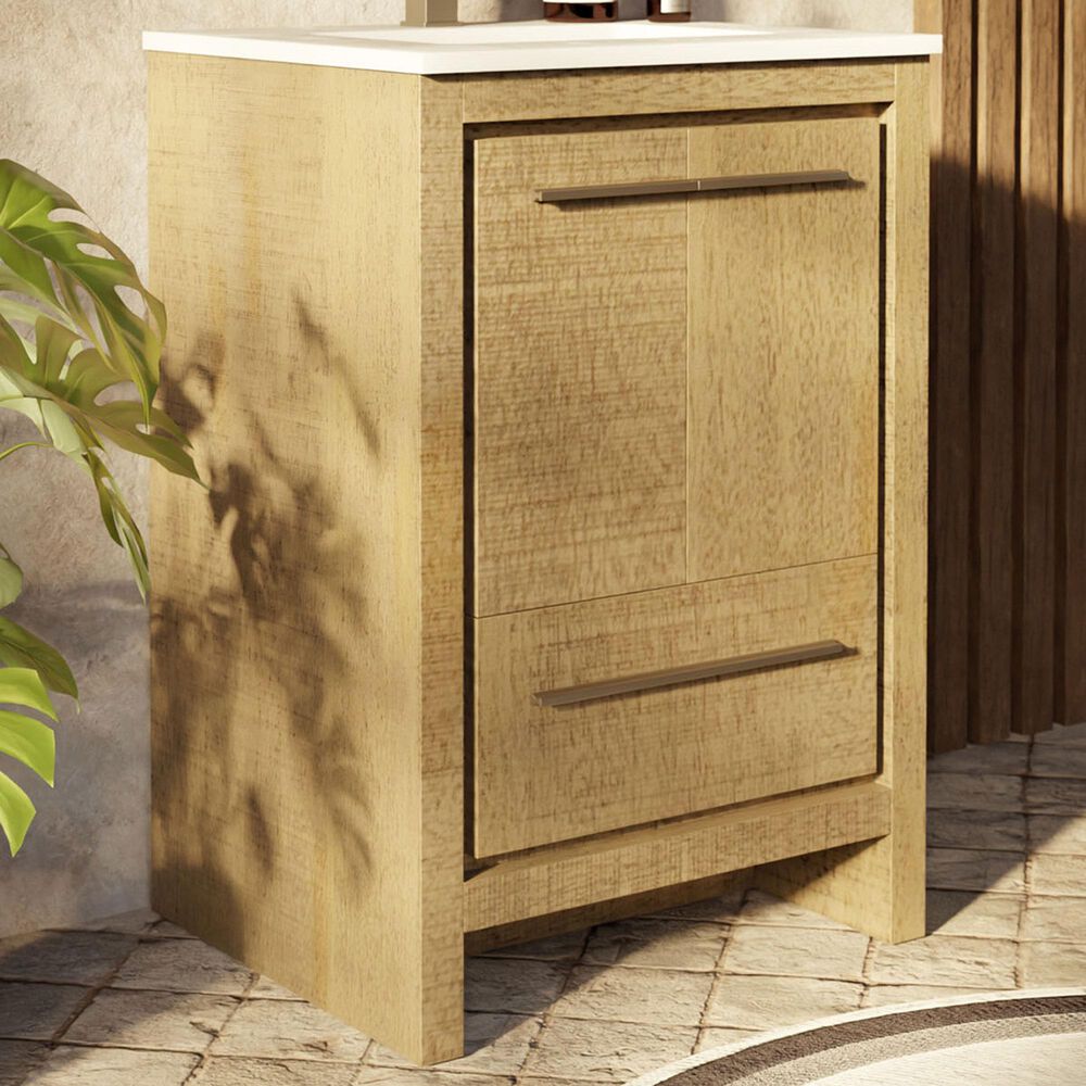 Lexora Home Lafarre 24&quot; Single Bathroom Vanity in Rustic Acacia with 2 cm White Quartz Top and Rectangular Sink, , large