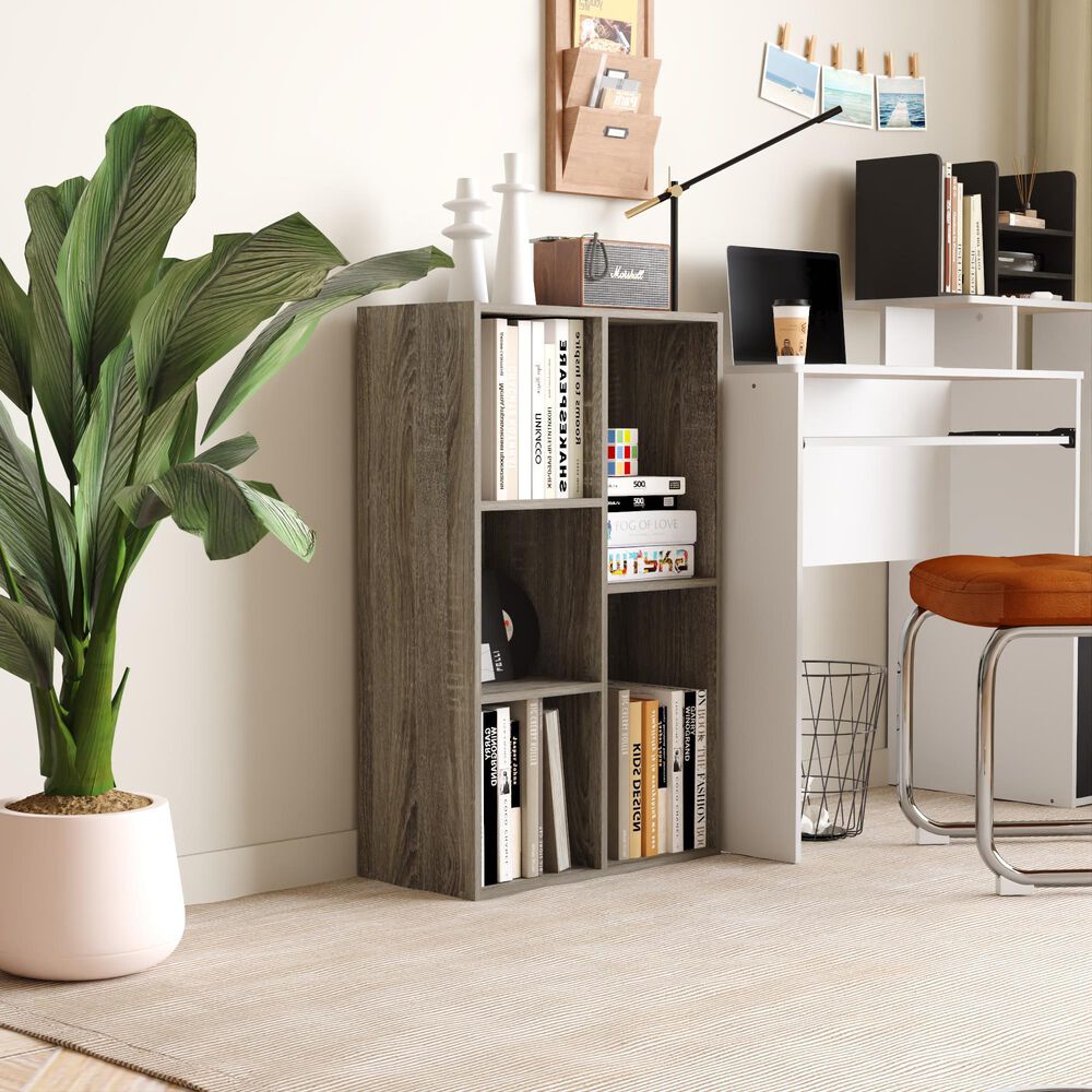 HOMLUX 5-Cube Reversible Storage Bookshelf in French Oak, , large