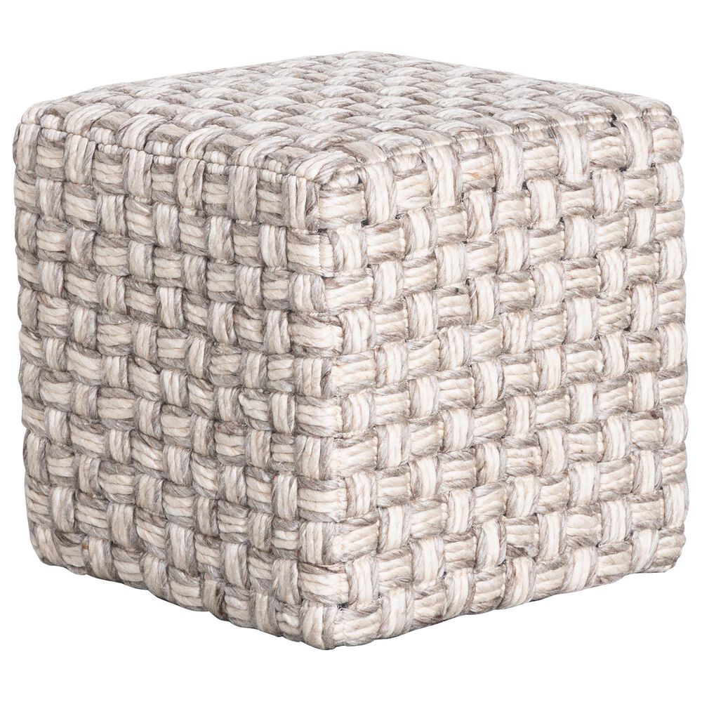 Surya Cordoba Pouf in Cream and Light Brown, , large