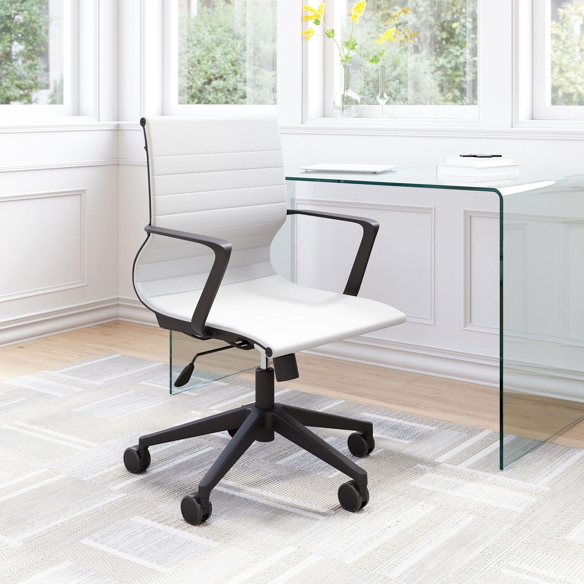 Zuo Modern Stacy Office Chair in White/Black | NFM