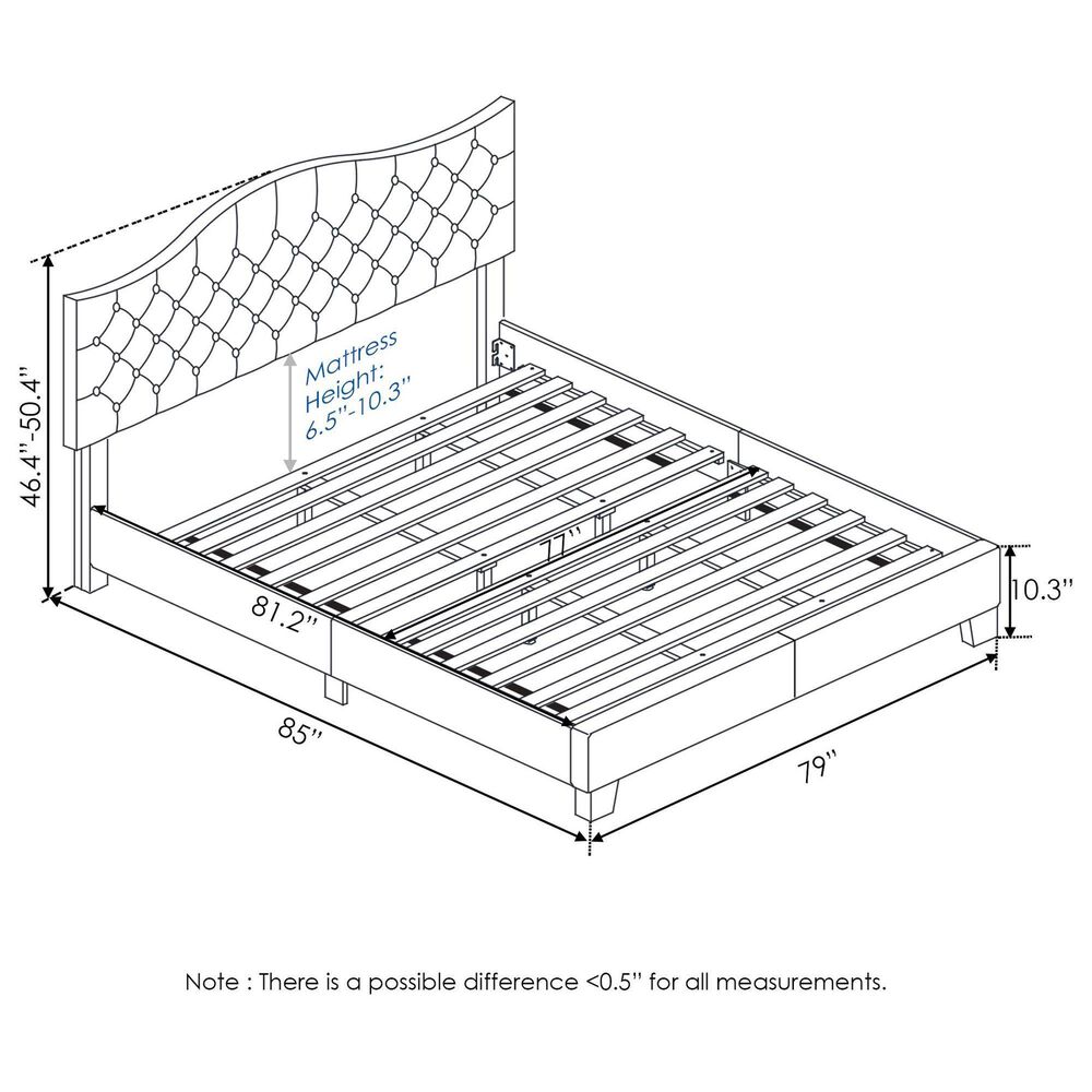 HOMLUX Lille King Platform Bed Frame in Gray, , large