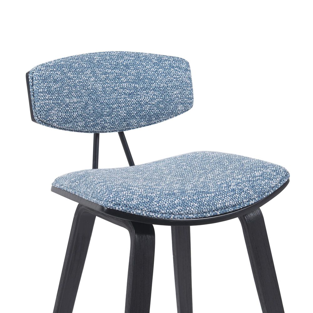Armen Living Fox Counter Height Stool with Speckled Blue Upholstery in Black Brushed, , large