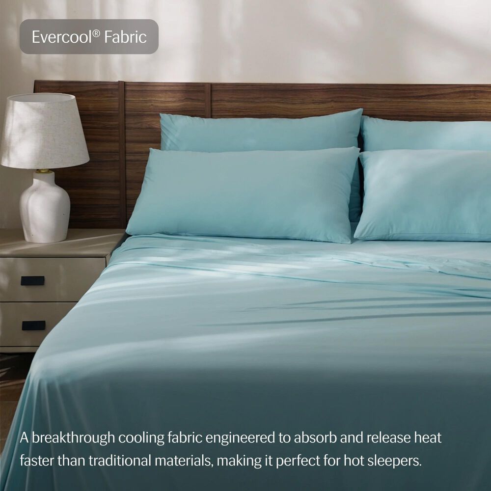 Rest Evercool 4-Piece Full Sheet Set in Aqua Blue, , large