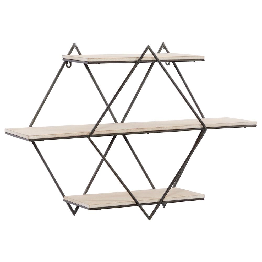 Maple and Jade 30" x 20" Wall Shelf in Black and Natural Brown, , large