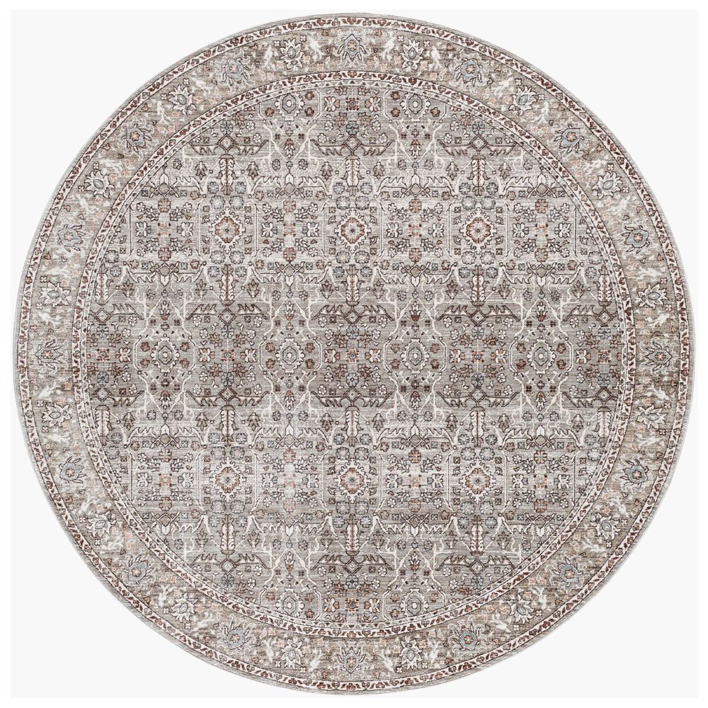 Surya Carlisle Oriental 5&#39;3&quot; Round Dusty Sage, Light Gray, Dusty Pink, Ivory, Pale Blue and Charcoal Area Rug, , large
