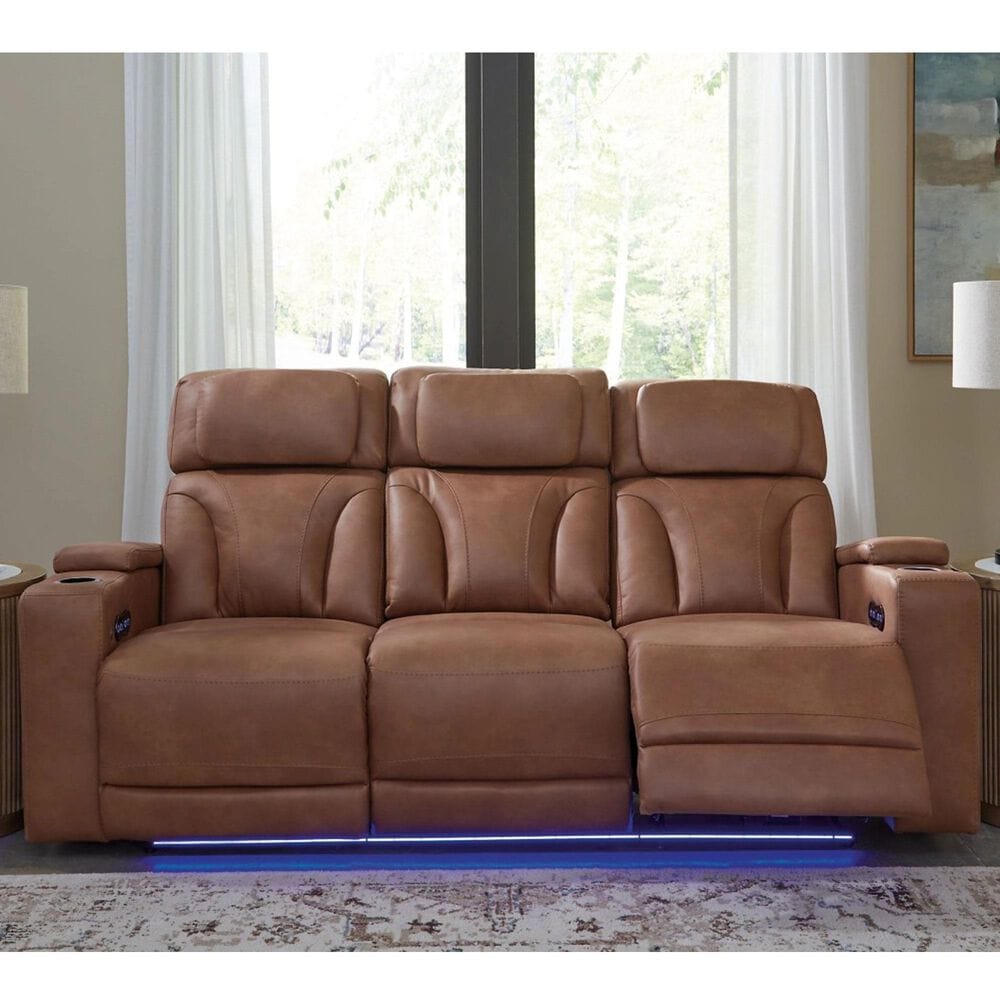 Ashley Point Clear Power Reclining Sofa in Caramel, , large