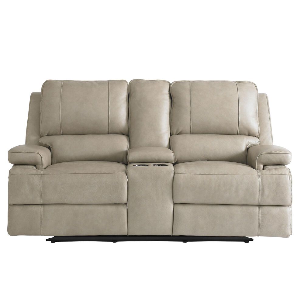 Bassett Parker Power Console Loveseat with Headrest and Lumbar in Flax, , large