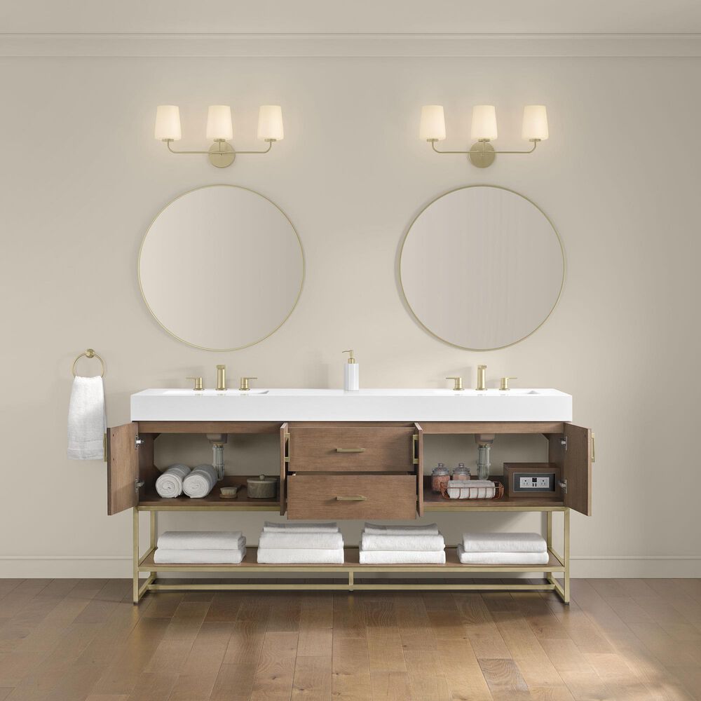 37B Mauri 72" Double Bathroom Vanity with Metal Base in Walnut Drift with High-Profile 4" White Composite Stone Top, , large