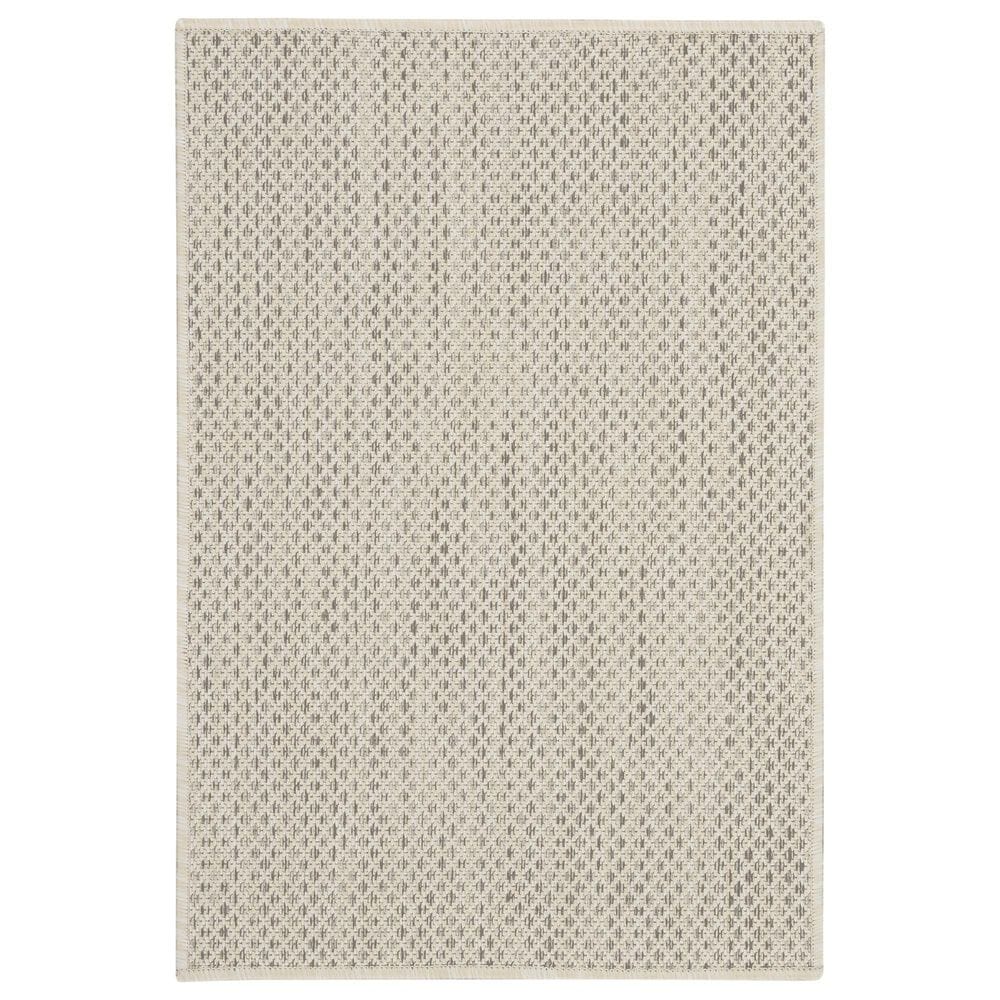 Nourison Courtyard Ivory and Silver 2" x 3" Indoor/Outdoor Area Rug, , large