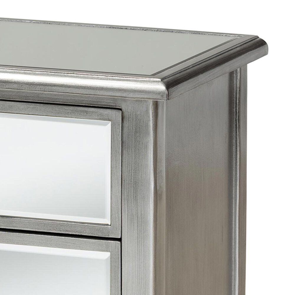Baxton Studio Leonie 2-Drawer Nightstand in Silver/Mirror, , large