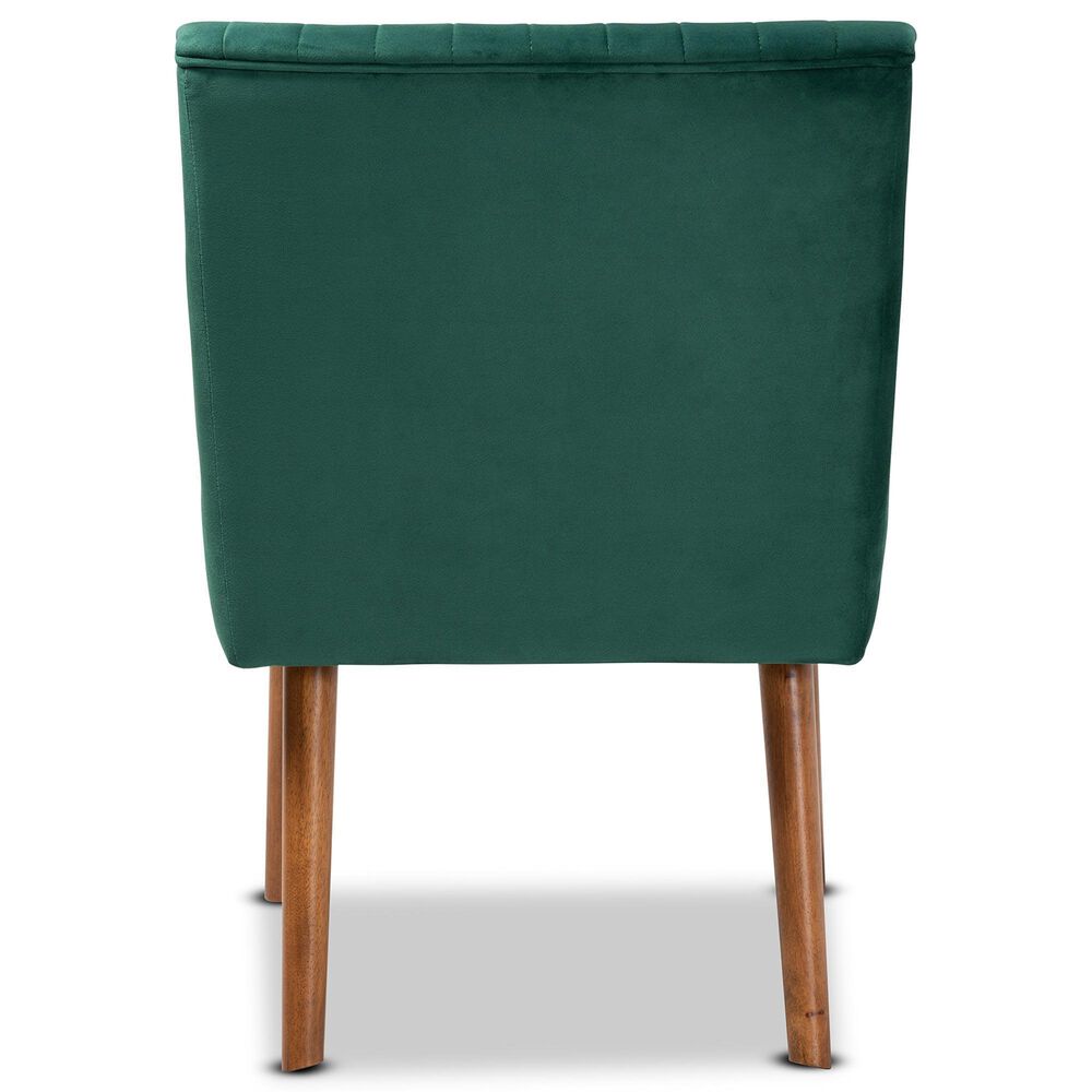 Baxton Studio Alvis Side Chair with Green Velvet Cushion in Walnut Brown, , large
