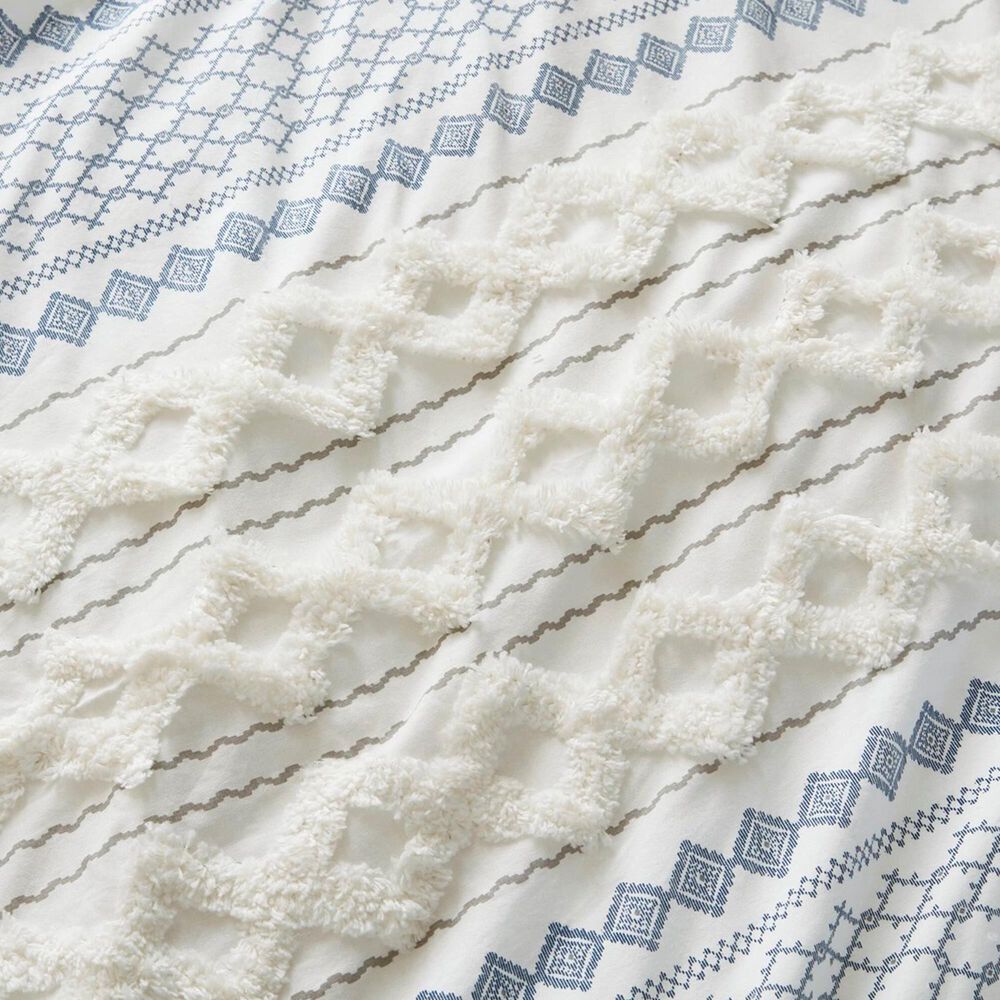 Hampton Park Imani 3-Piece Full/Queen Comforter Set with Chenille in White and Navy, , large