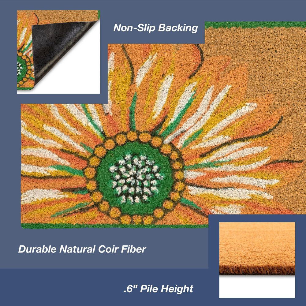 Trans-Ocean Import Natura Sunflower 2&#39; x 3&#39; Yellow, Orange, Green and White Door Mat, , large