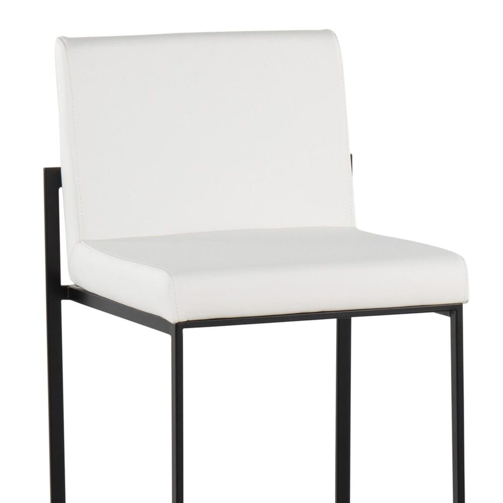 Lumisource Fuji High Back Barstool with White Faux Leather in Black &#40;Set of 2&#41;, , large