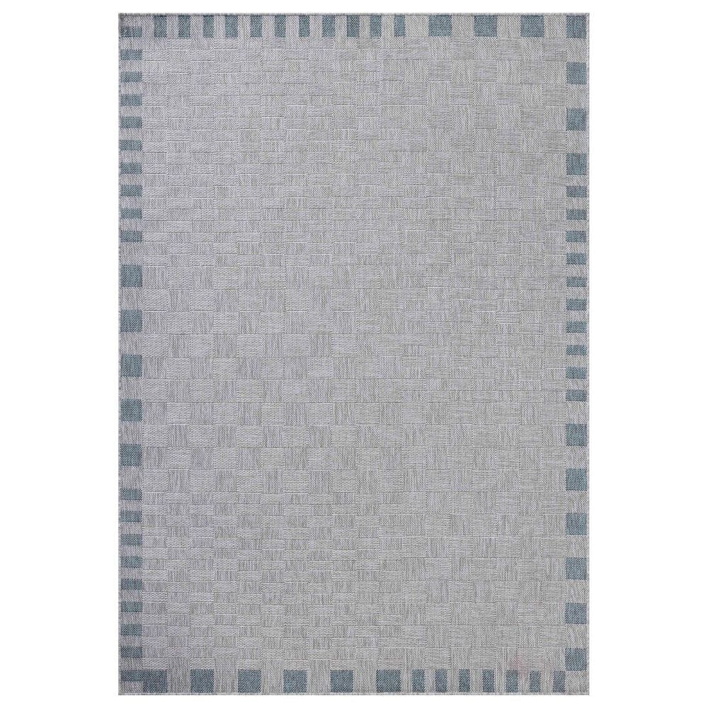 Amber Lewis x Loloi Topanga 6"7" x 9"4" Silver and Blue Indoor/Outdoor Area Rug, , large