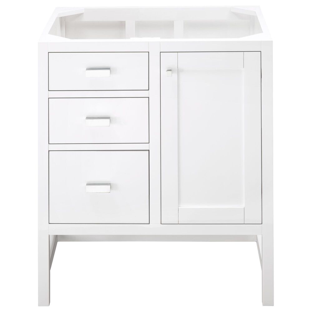 James Martin Vanities Addison 30" Single Vanity Cabinet in Glossy White with 3 cm White Zeus Quartz Top and Rectangular Sink, , large