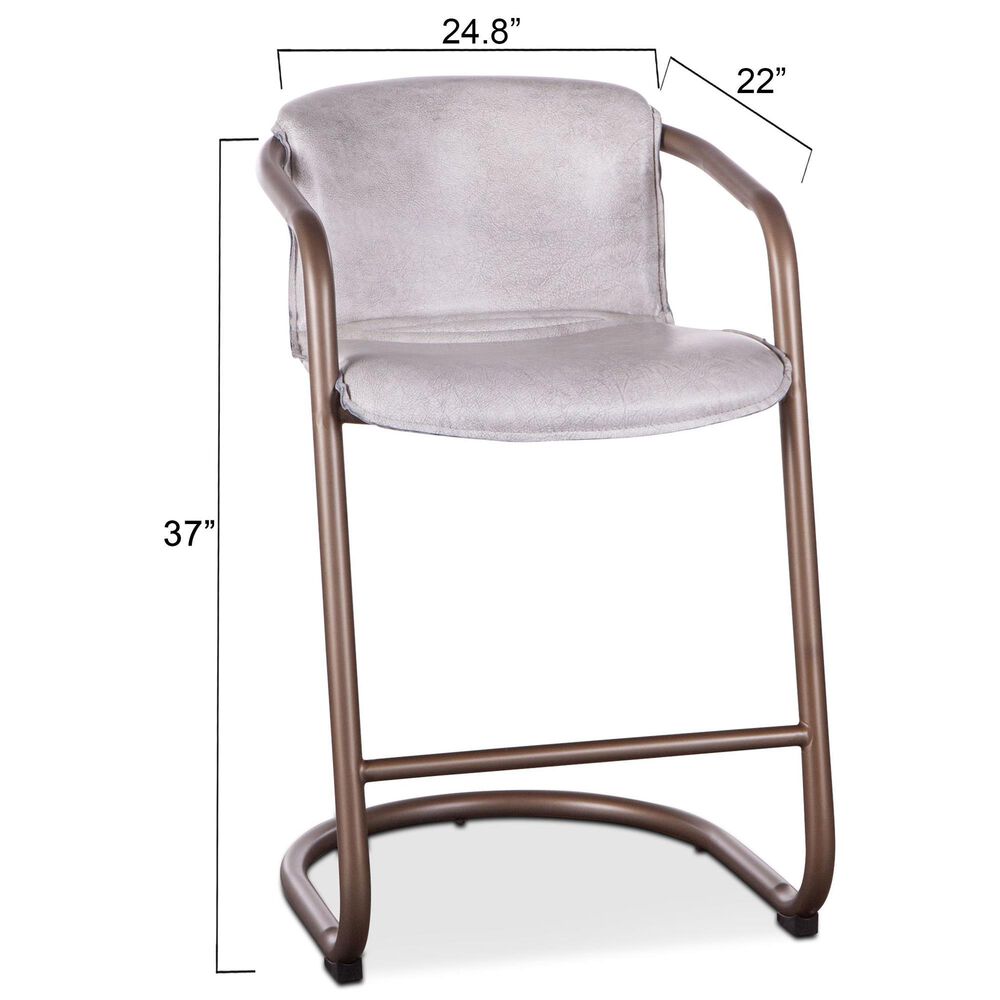 Home Trends &amp; Design Portofino Counter Stool in Antique Gold and Top Grain Leather, , large