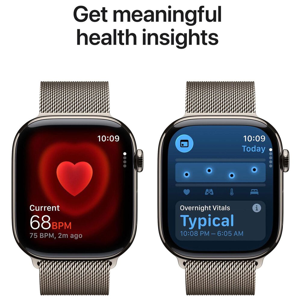 Apple Watch Series 11 (GPS+Cellular) 46mm Titanium Case with Milanese Loop - M/L in Natural and 2-Year AppleCare+, , large