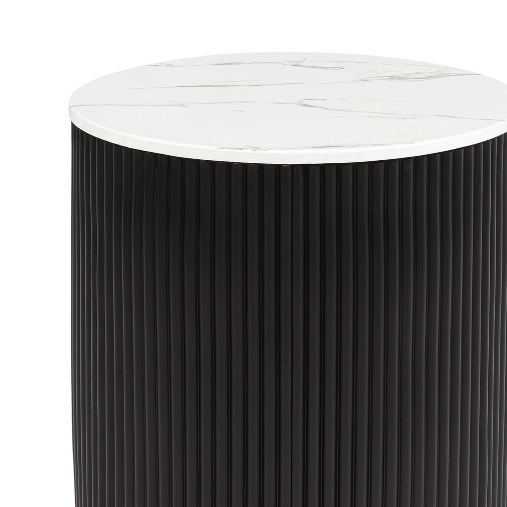 Crown Mark Kara End Table in in White Marble, Black and Gold, , large