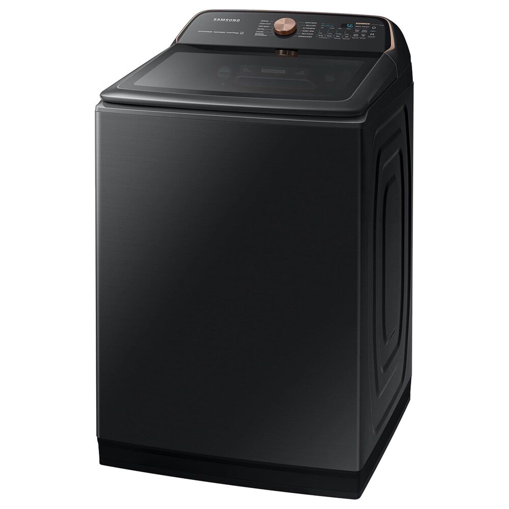 Samsung 5.5 Cu. Ft. Smart Top Load Impeller Washer and 7.4 Cu. Ft. Electric Dryer in Brushed Black, , large