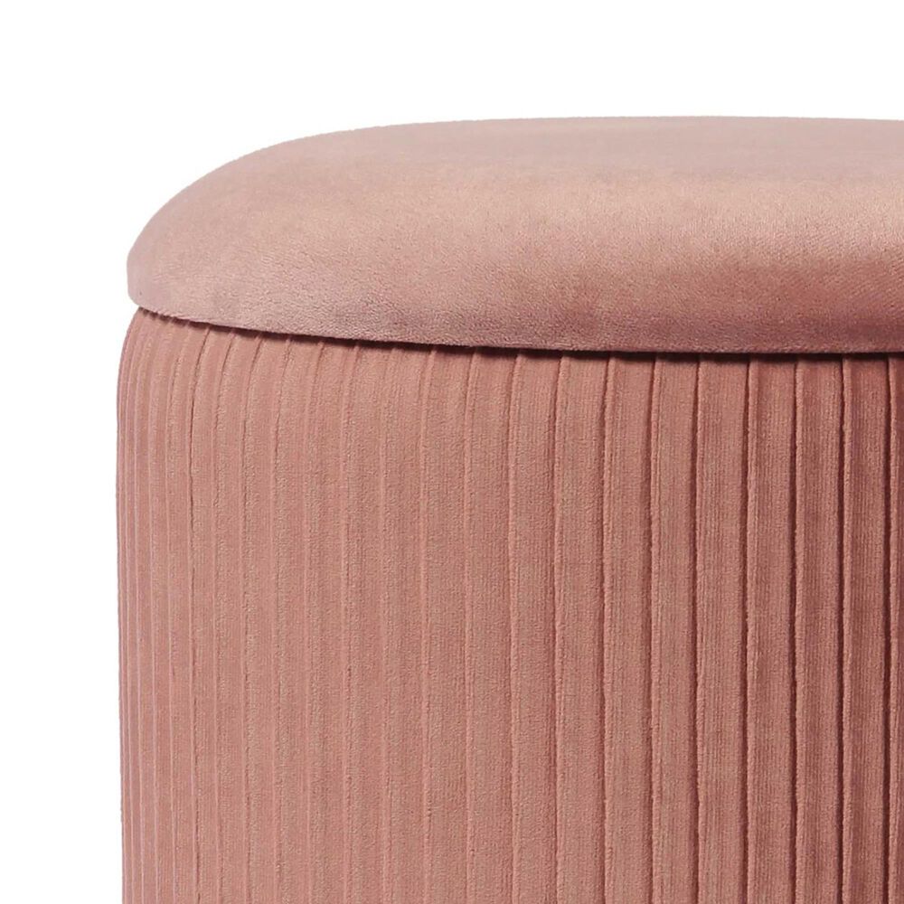 Tov Furniture Zoe Storage Ottoman in Blush Velvet Nebraska Furniture Mart