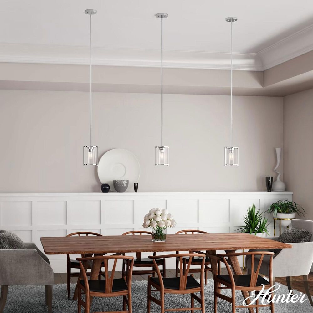 Hunter Astwood 1-Light Mini Pendant in Polished Nickel, , large