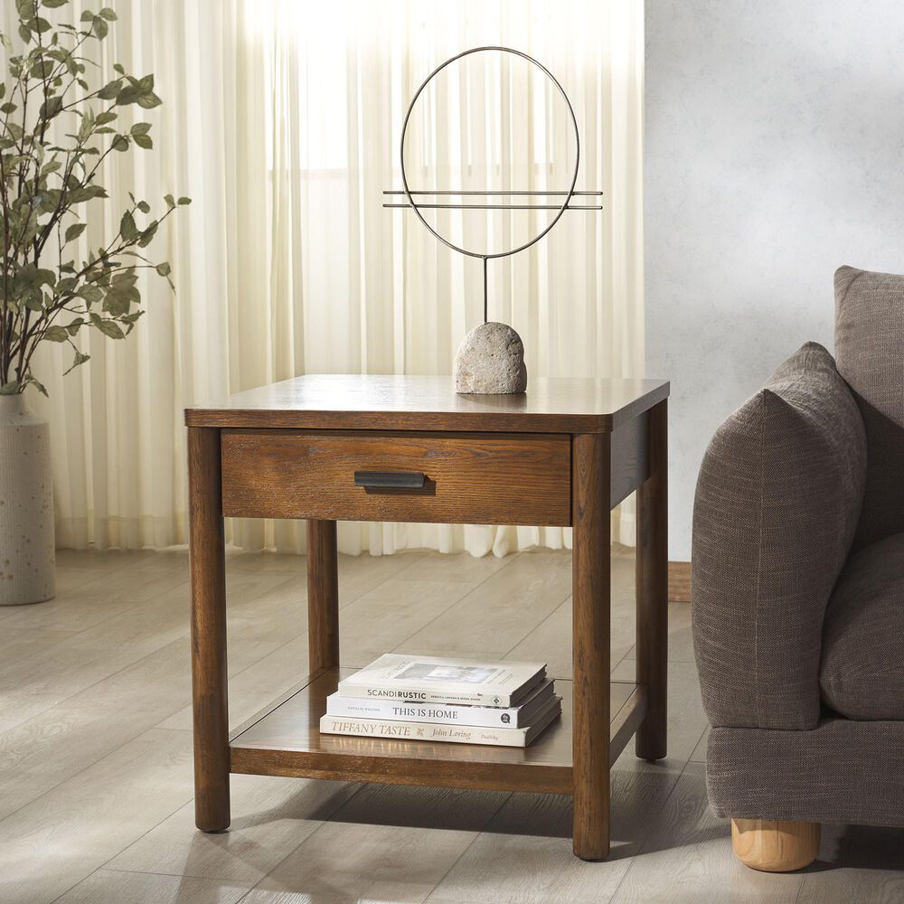 Safavieh Jaylessa 1-Drawer End Table in Medium Oak, , large