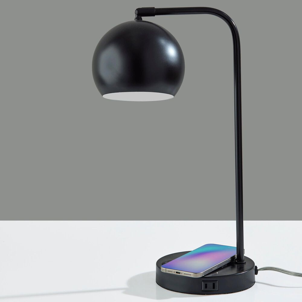 Adesso Emery Desk Lamp with Supercharger in Black, , large