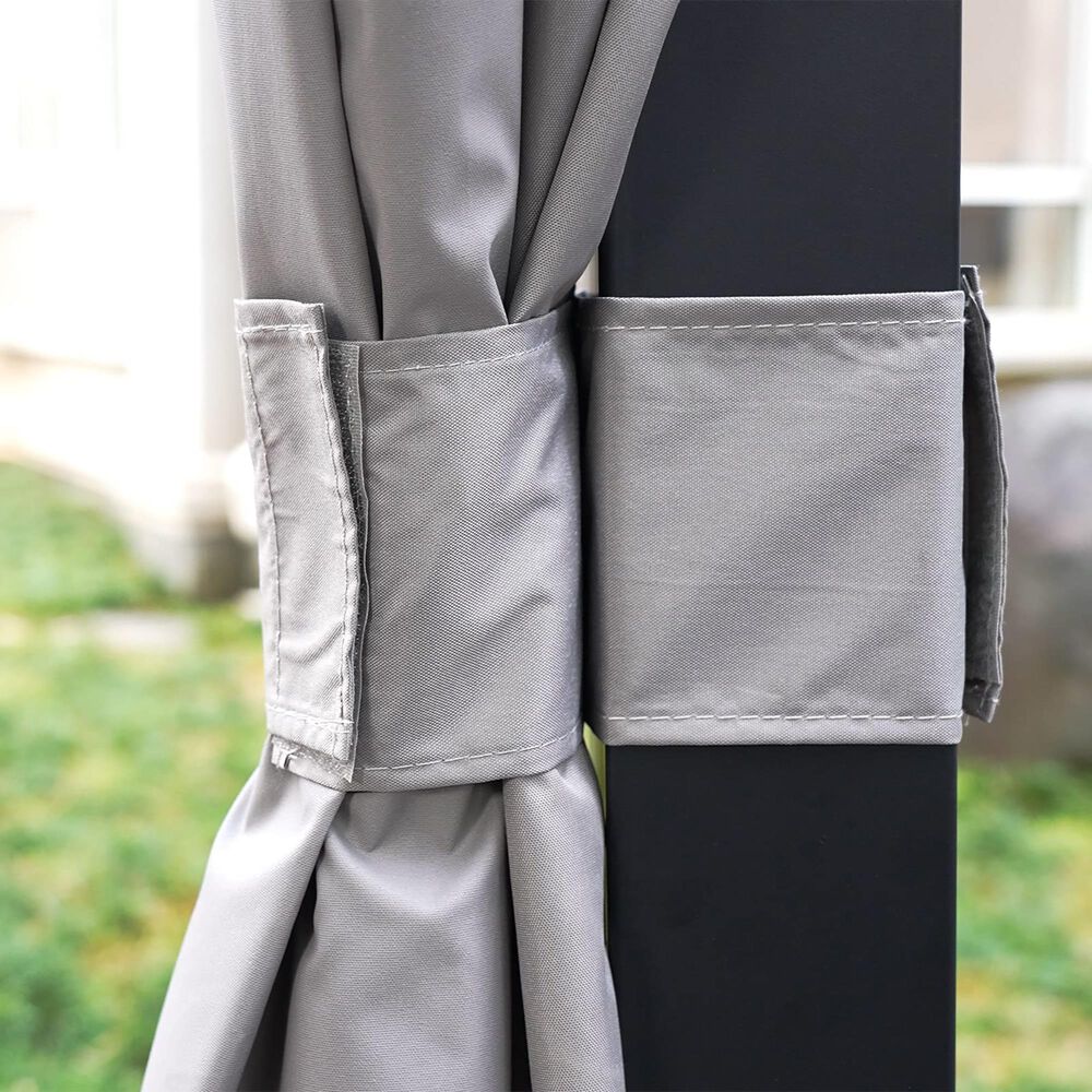 Sunwell Garden 11' x 11' Outdoor Pergola with Gray Canopy in Black, , large