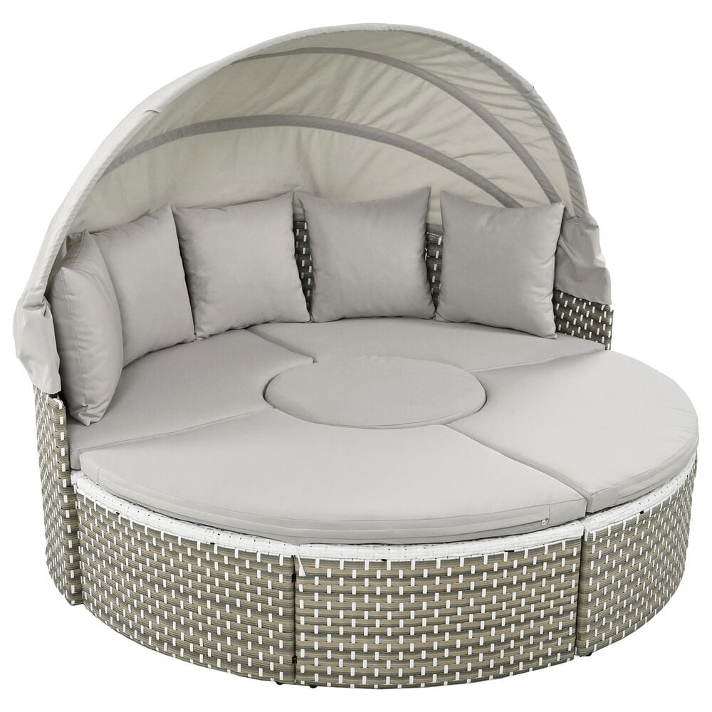 HOMLUX Patio Furniture Round Outdoor Sectional Sofa Set in Grey, , large