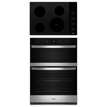Whirlpool 2-Piece Kitchen Package with 6.4 Cu. Ft. Combination Wall Oven and Electric Cooktop in Fingerprint Resistant Stainless Steel and Black, , large