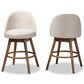 Baxton Studio Carra Swivel Counter Stool with Light Beige Cushion in Walnut (Set of 2), , large
