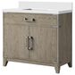 Lexora Home Laurel 36" Single Bathroom Vanity in Grey Oak with White Quartz Top and Rectangular Sink, , large