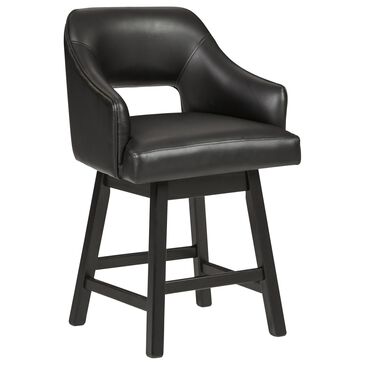 Ashley Tallenger 25" Swivel Counter Stool with Black Cushion in Dark Brown, , large