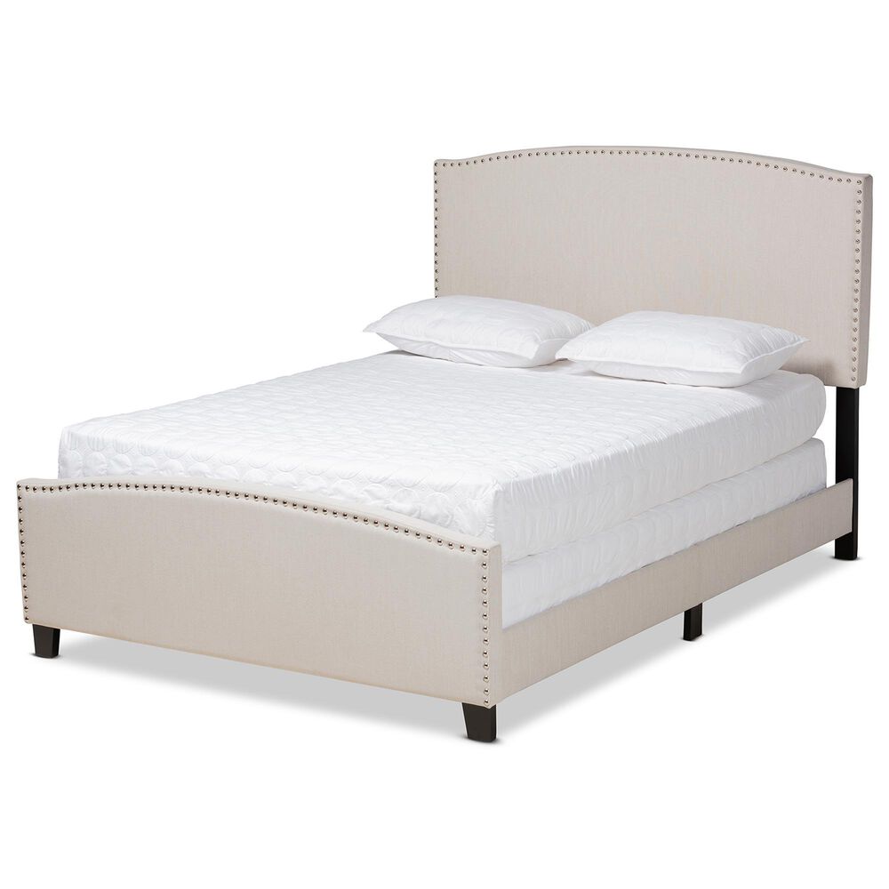 Baxton Studio Morgan King Bed with Beige Upholstered in Black, , large