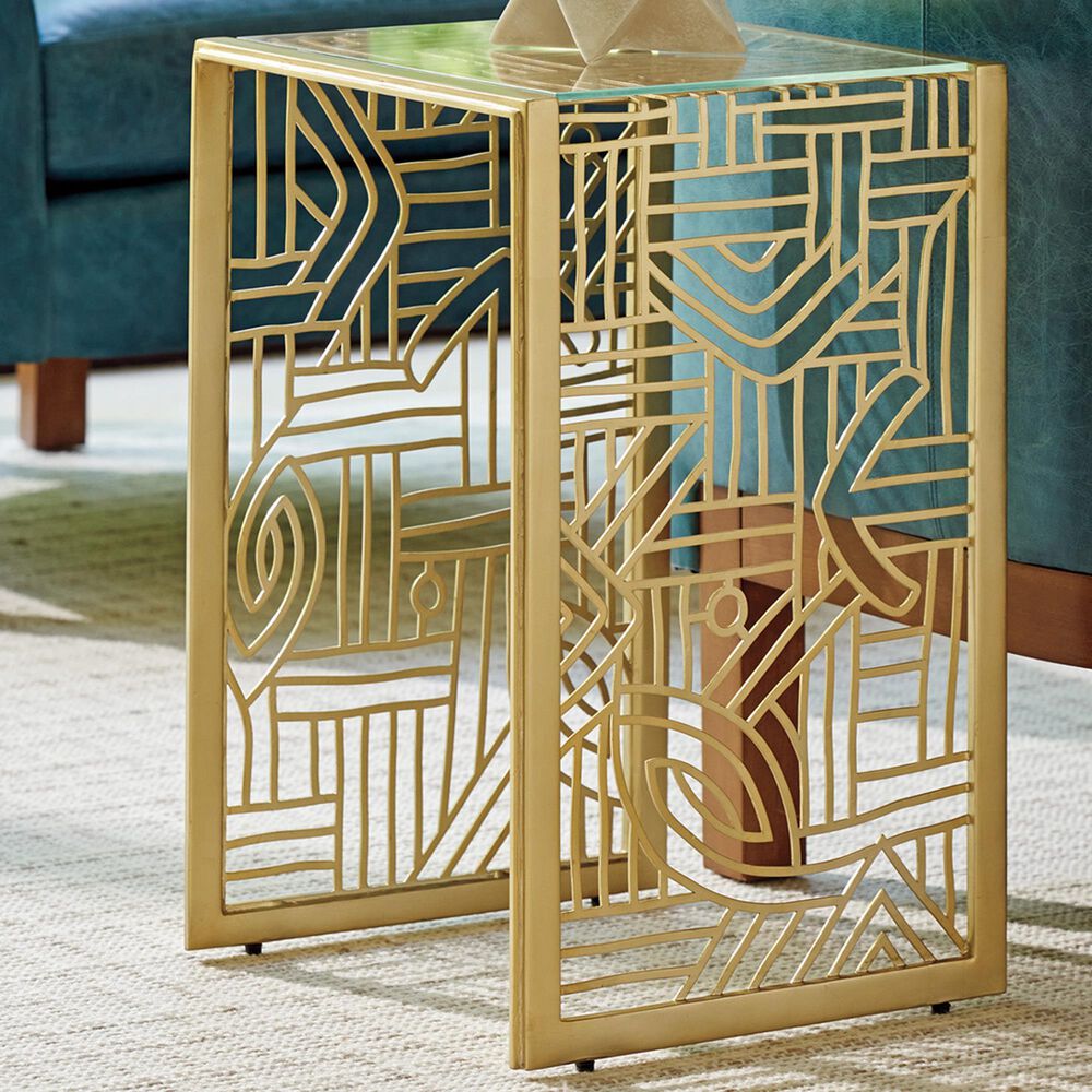 Lexington Home Brands Palm Desert Redford Accent Table in Gold, , large
