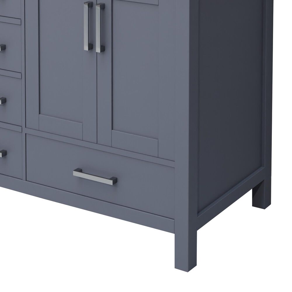 Lexora Home Jacques 36" Right Offset Single Bathroom Vanity in Dark Grey with 2 cm White Quartz Top and Rectangular Sink, , large