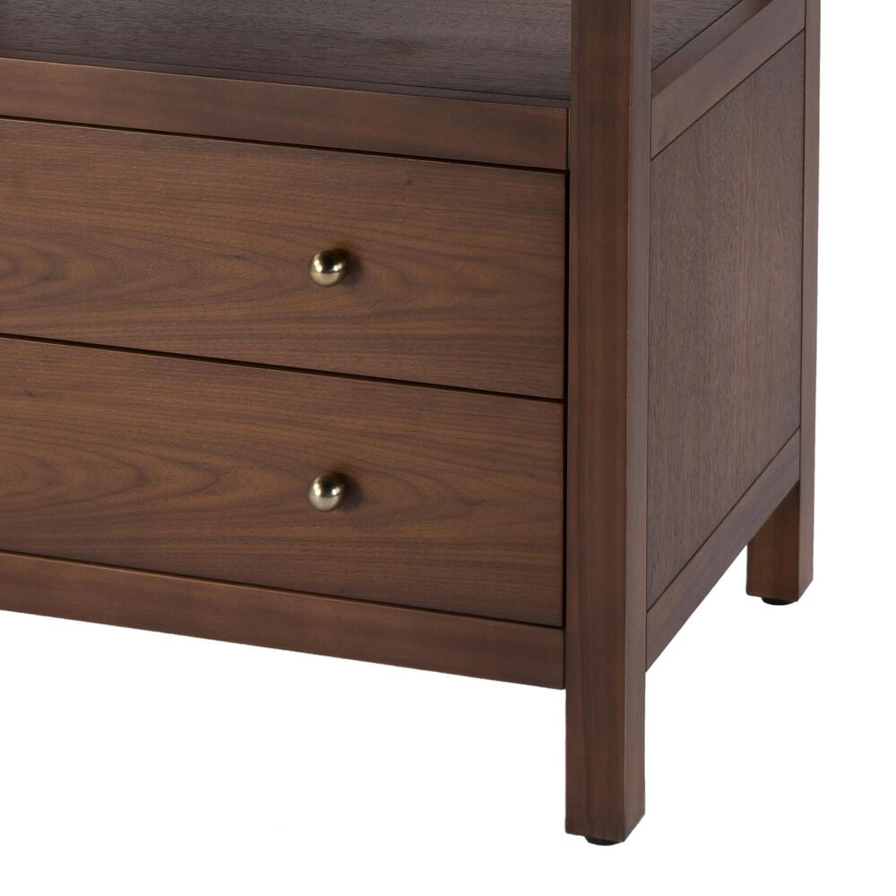 Butler Specialty Company Nora 2-Drawer Wide Nightstand with Open Shelf in Walnut, , large