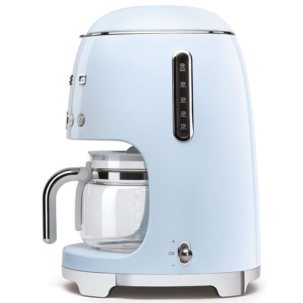 Smeg 47.34 Oz Drip Coffee Maker in Pastel Blue and Polished Chrome, , large