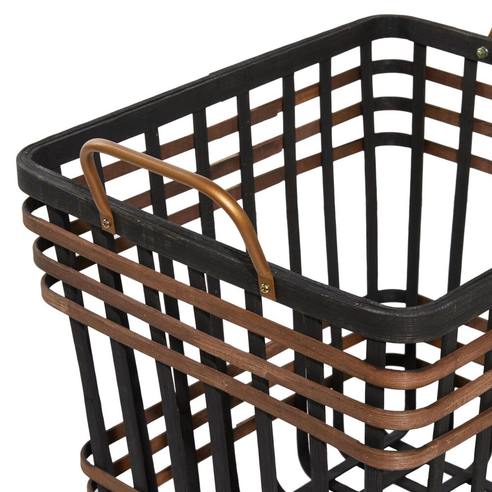 Maple and Jade Storage Basket with Handles in Matte Black and Brown &#40;Set of 2&#41;, , large