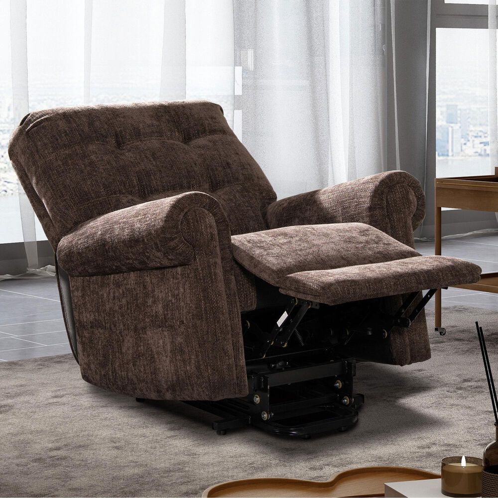 Jennifer Taylor Home Irwin Power Lift Assistance Recliner Chair in Chocolate Brown, , large