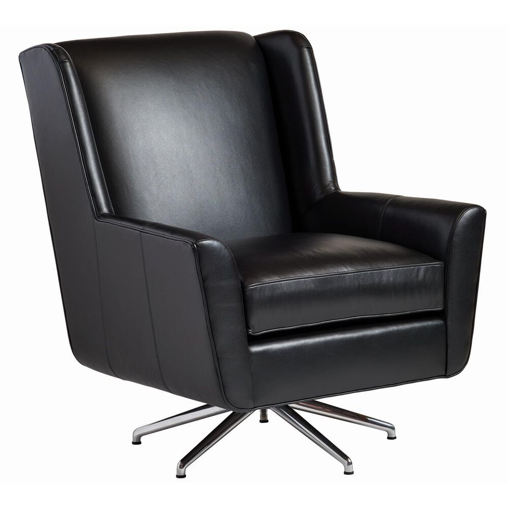 Lexington Furniture Chastain Leather Swivel Chair in Black, , large